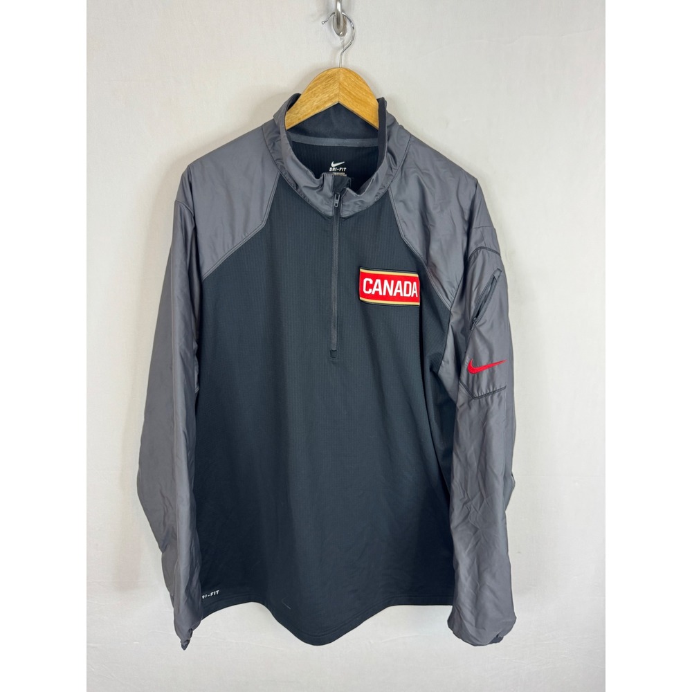 Nike Team Canada Hockey Dri-FIT‎ Quarter Zip Pullover Black Grey XXL 630534-010